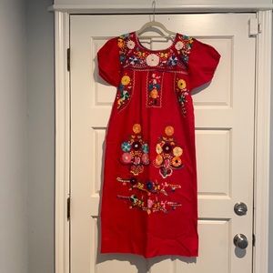 NWT Red Cotton embroidery Mexican dress